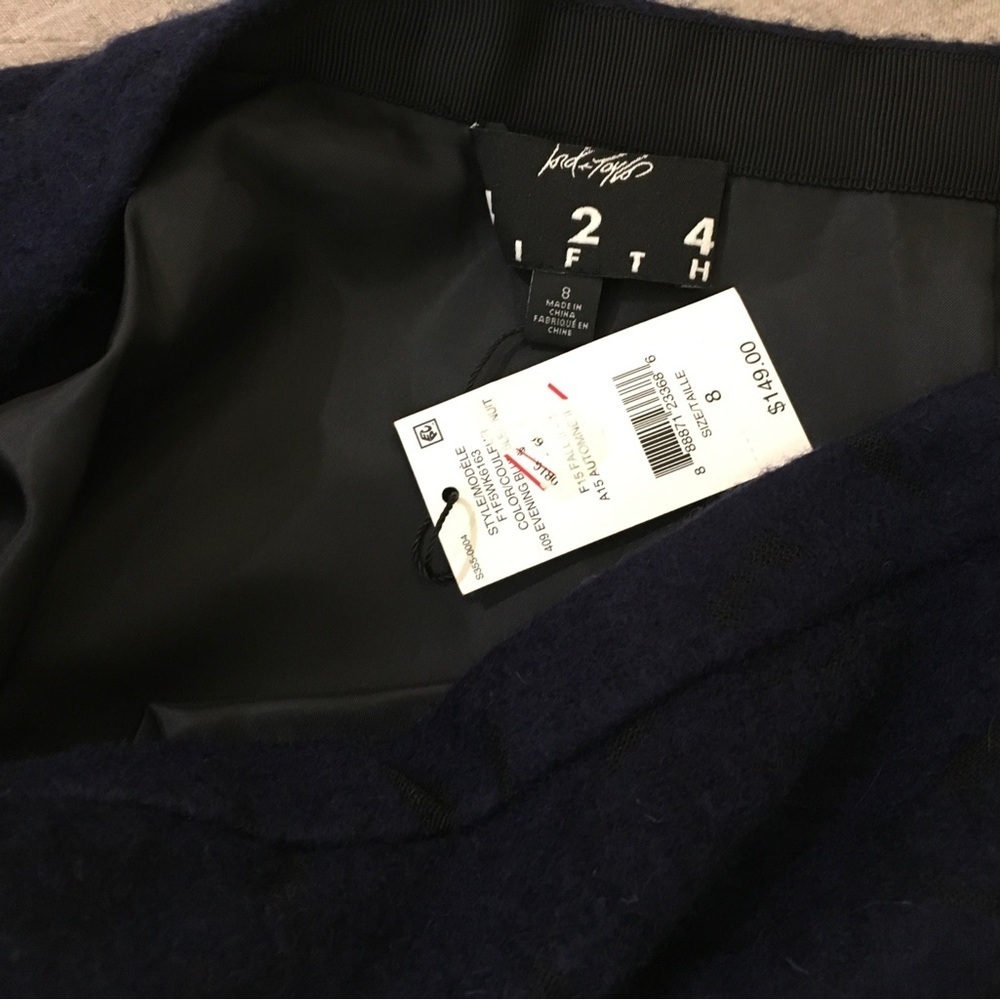 Lord&Taylor 424 Fifth Skirt A-line Evening Blue Textured Wool Blend New Size 10 - Picture 5 of 7